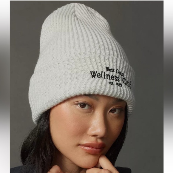 White Ribbed Beanie by - Picture 1 of 4